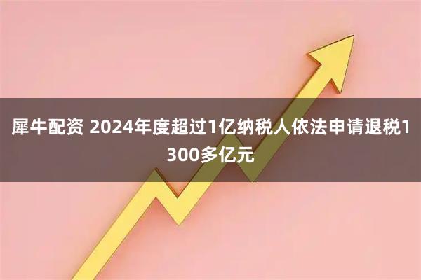犀牛配资 2024年度超过1亿纳税人依法申请退税1300多亿元