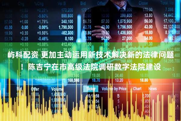 屿科配资 更加主动运用新技术解决新的法律问题！陈吉宁在市高级法院调研数字法院建设